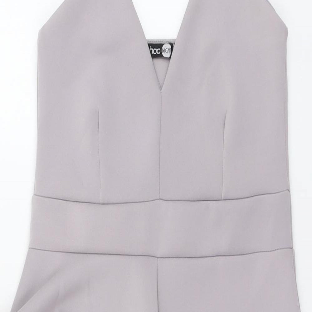 Boohoo Womens Grey Polyester Bodycon Size 10 V-Neck Pullover