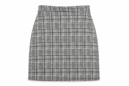 George Womens Black Plaid Polyester Straight & Pencil Skirt Size 8 Zip