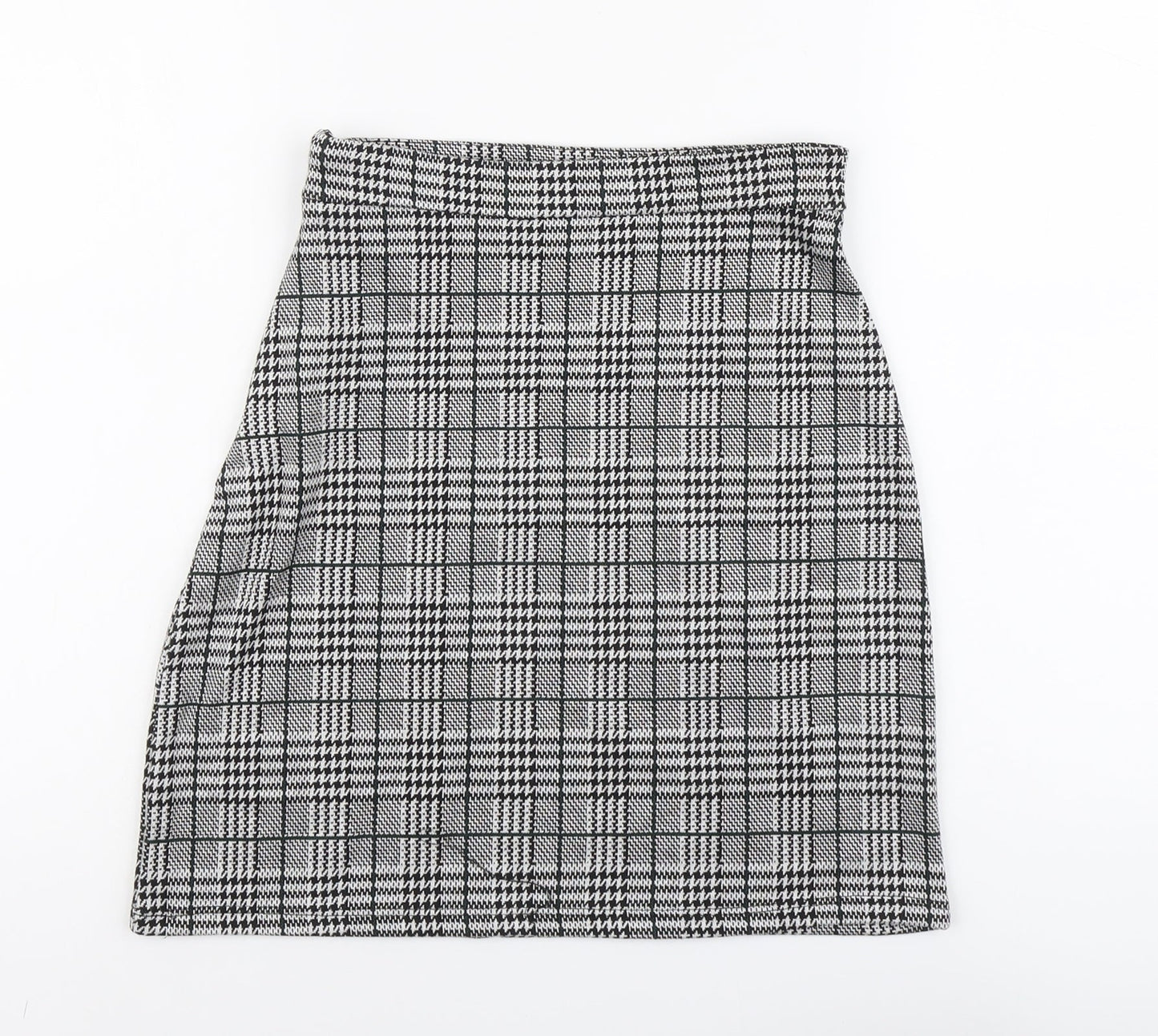 George Womens Black Plaid Polyester Straight & Pencil Skirt Size 8 Zip