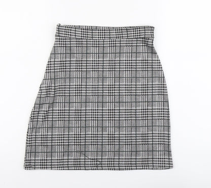 George Womens Black Plaid Polyester Straight & Pencil Skirt Size 8 Zip
