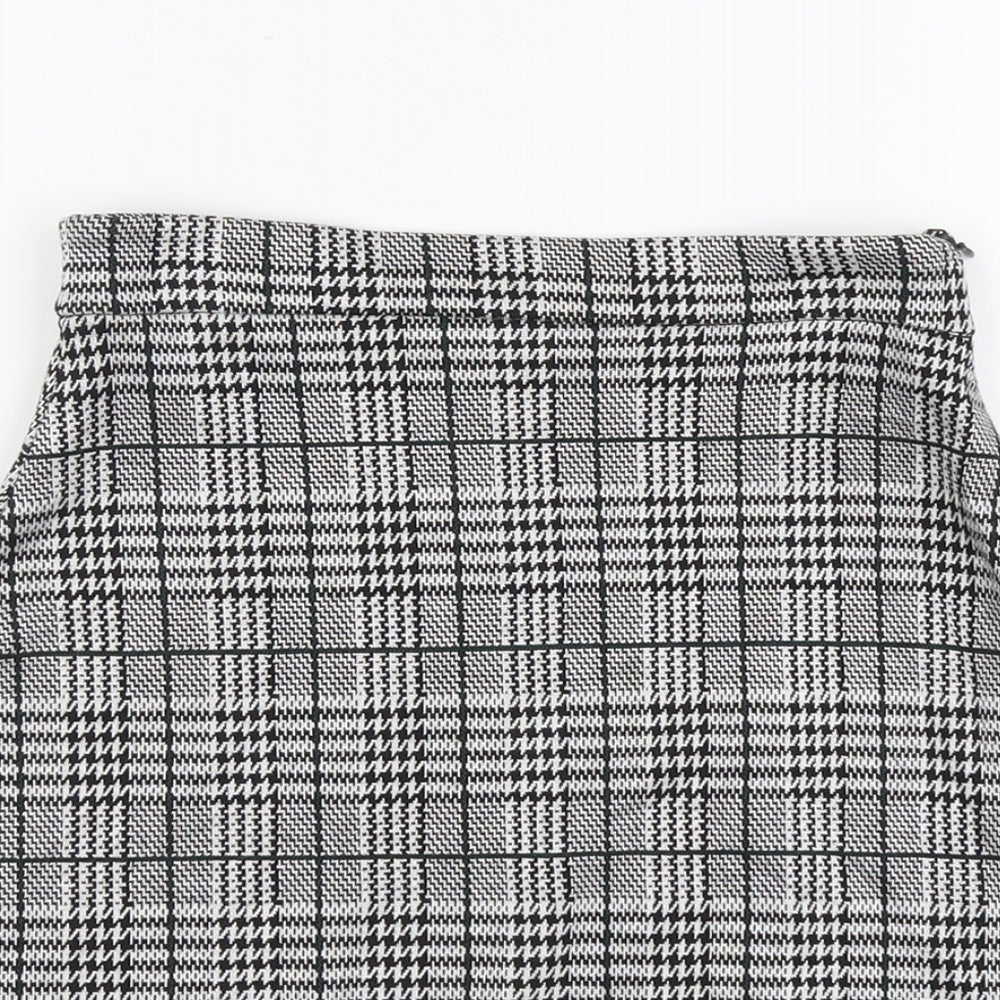 George Womens Black Plaid Polyester Straight & Pencil Skirt Size 8 Zip