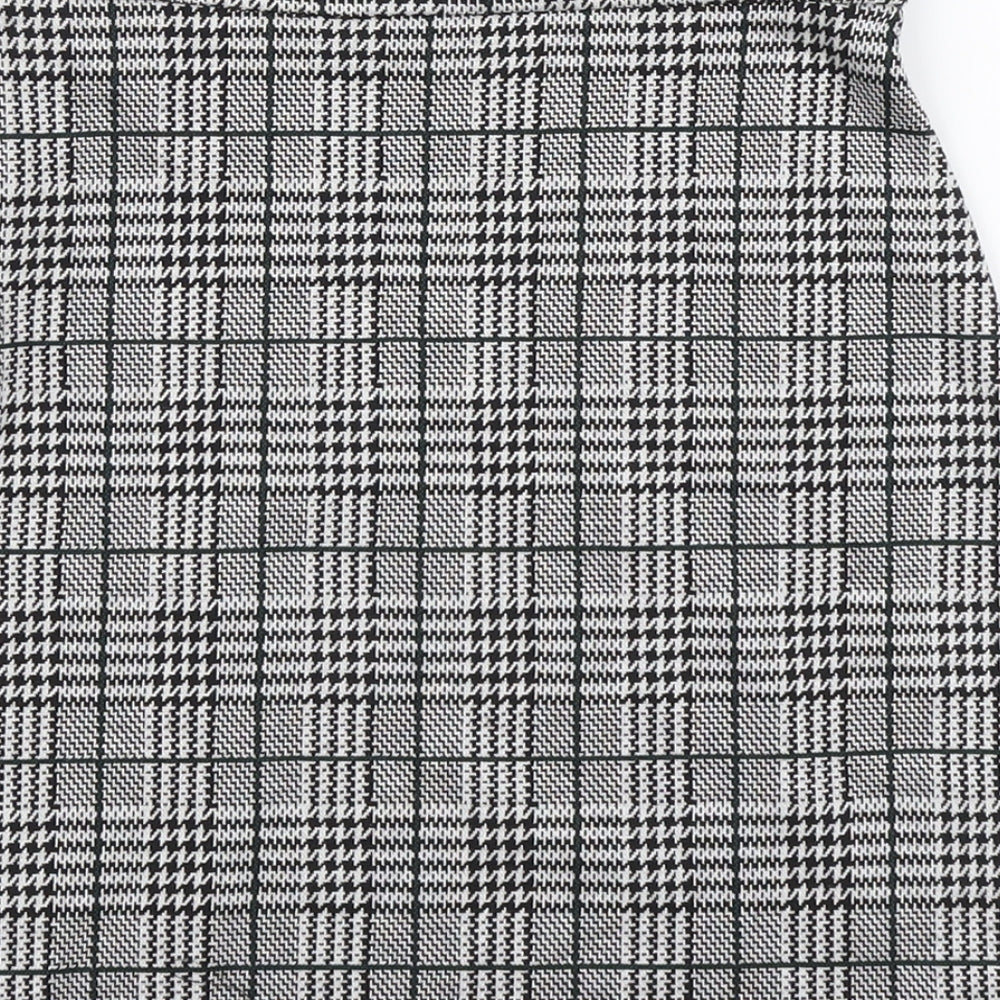 George Womens Black Plaid Polyester Straight & Pencil Skirt Size 8 Zip