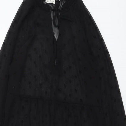 Stradivarius Womens Black Polka Dot Polyester Trapeze & Swing Size S V-Neck Tie