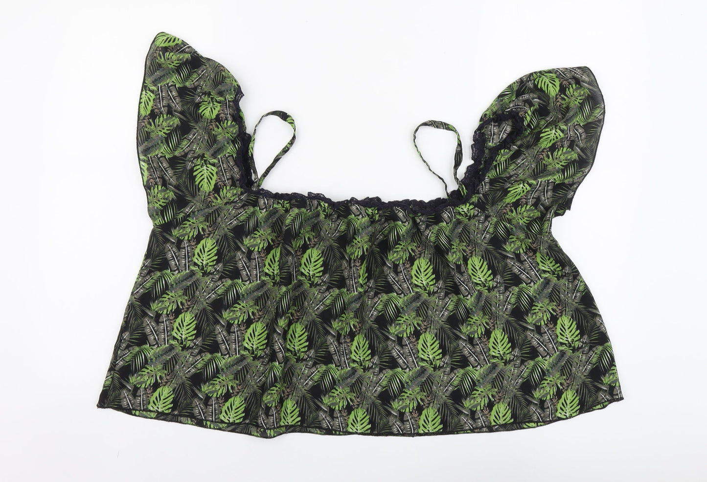 Womens UK Size 10 Blue Inc Green Cropped Blouse