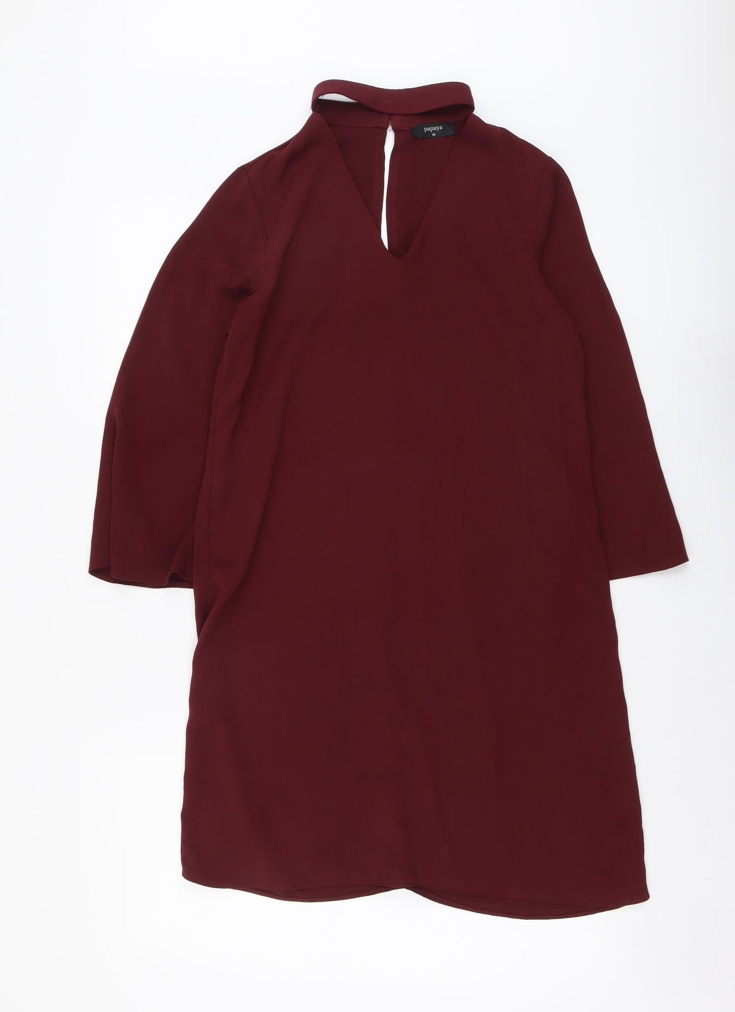 Papaya Womens Red Polyester Trapeze & Swing Size 10 V-Neck Button