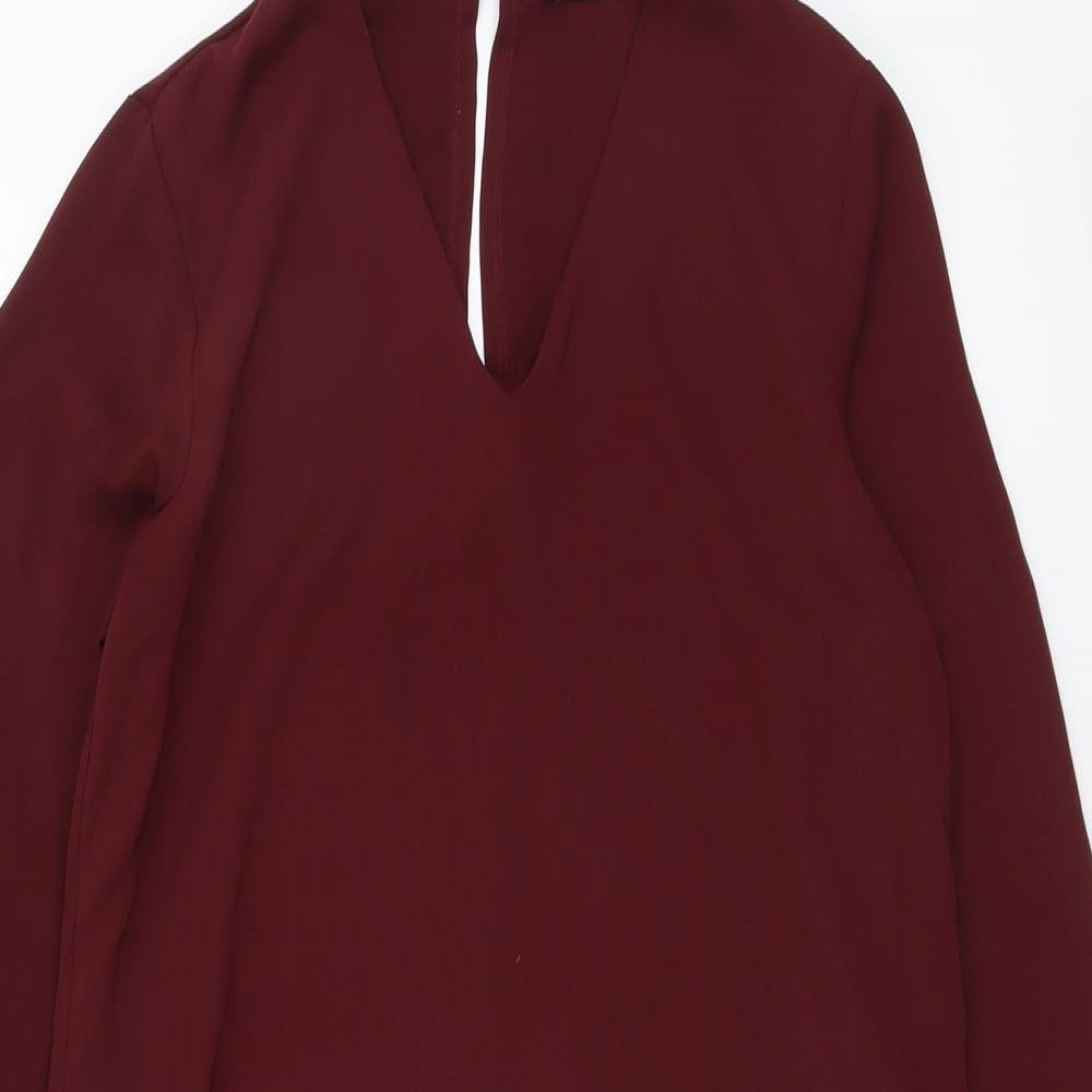 Papaya Womens Red Polyester Trapeze & Swing Size 10 V-Neck Button