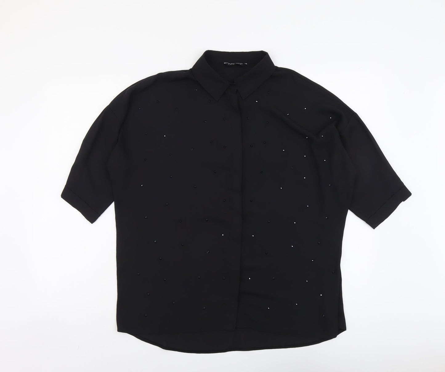 Womens UK Size 12 Select Black Basic Button-Up