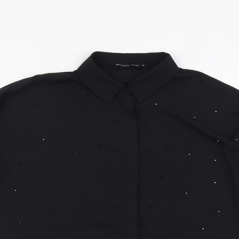 Womens UK Size 12 Select Black Basic Button-Up