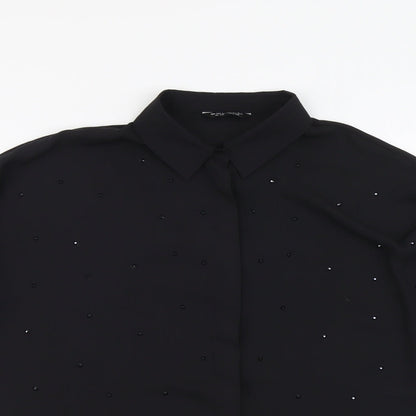Womens UK Size 12 Select Black Basic Button-Up