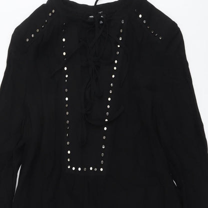 Warehouse Womens Black Polyester A-Line Size 10 Round Neck Tie