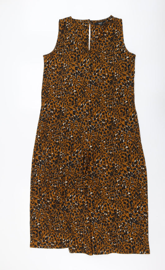 NEXT Womens Brown Animal Print Polyester Romper One-Piece Size 8 Button - Leopard Print