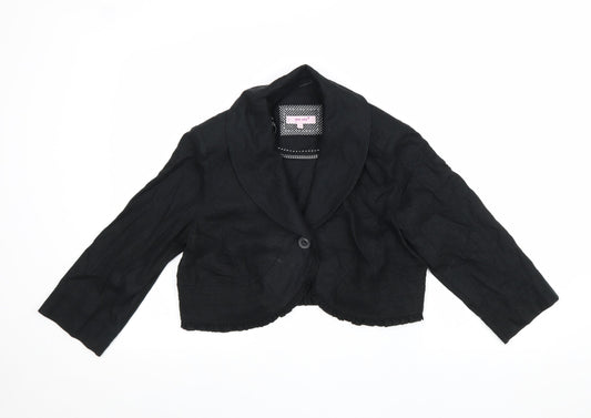 Phase Eight Womens Black Jacket Blazer Size 14 Button