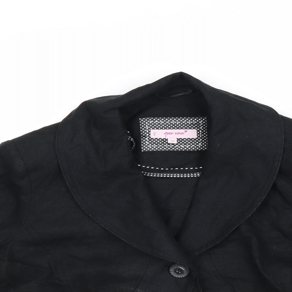 Phase Eight Womens Black Jacket Blazer Size 14 Button