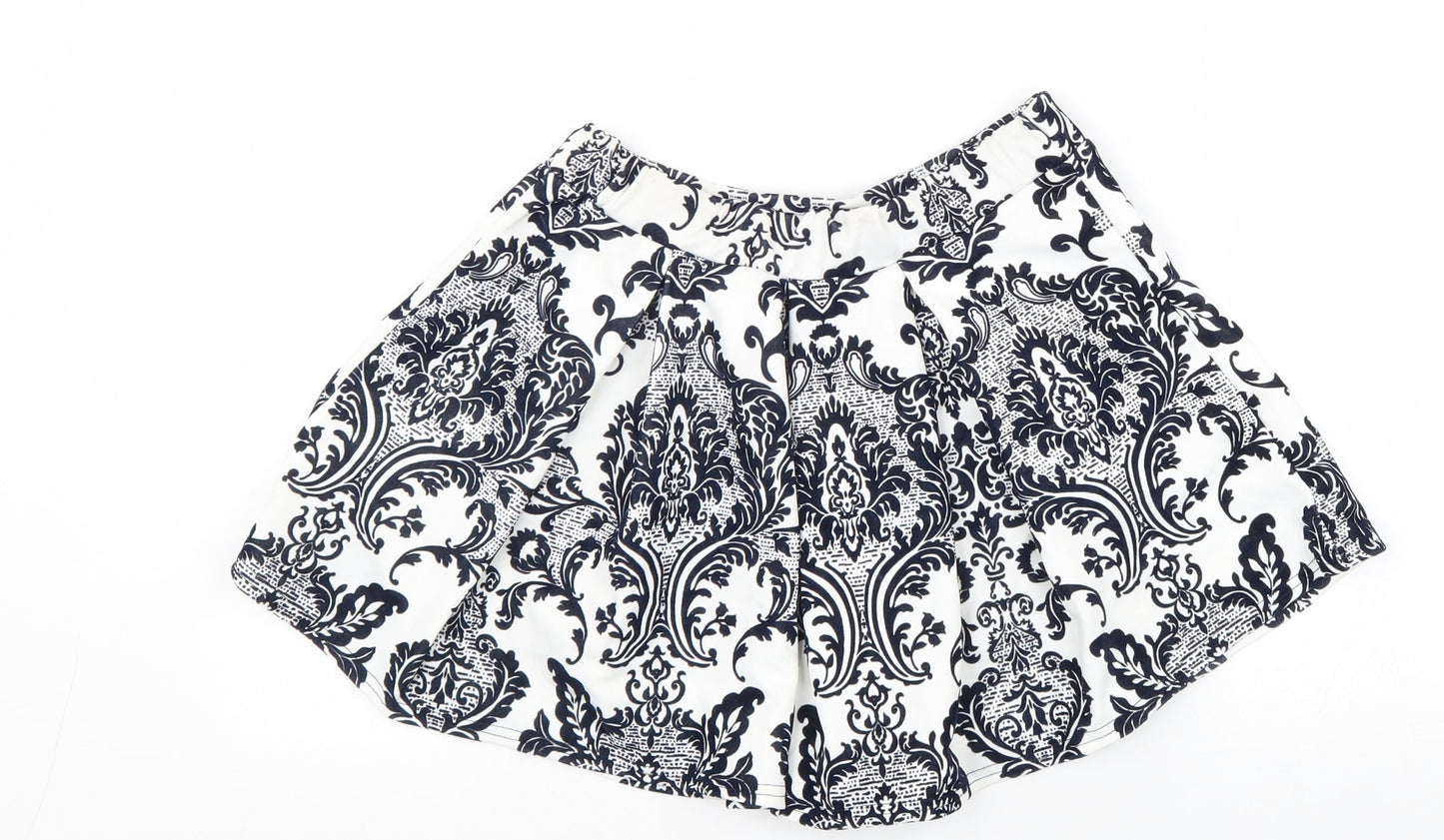 Boohoo Womens Black Geometric Polyester Tulip Skirt Size 10