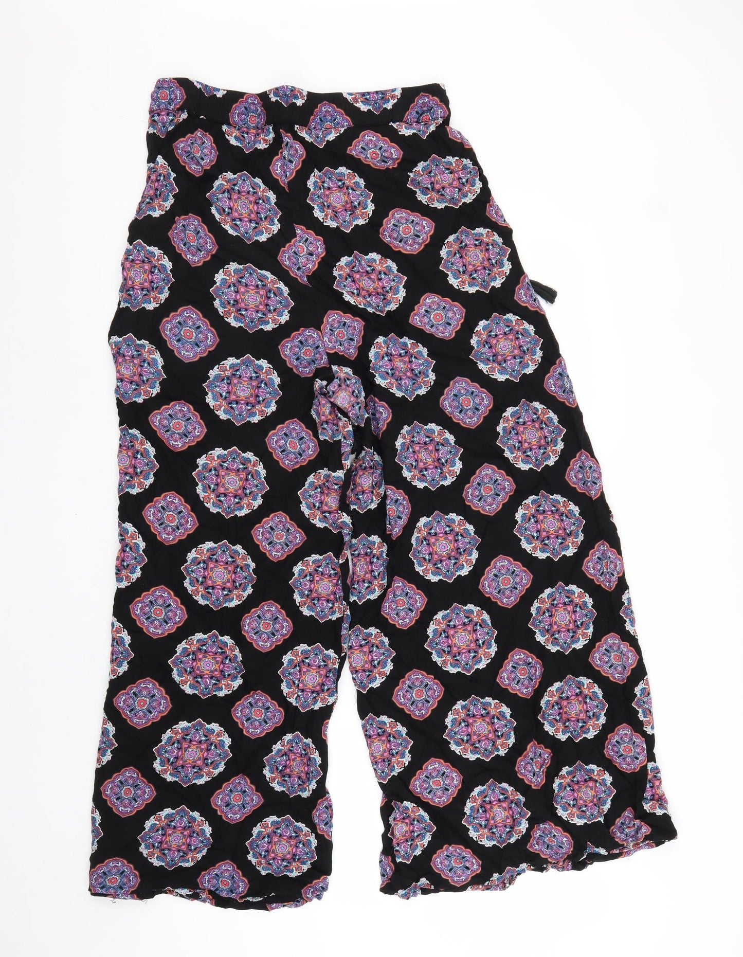 Paprika Womens Black Geometric Viscose Trousers Size L L25 in Regular Tie