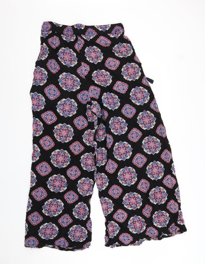 Paprika Womens Black Geometric Viscose Trousers Size L L25 in Regular Tie