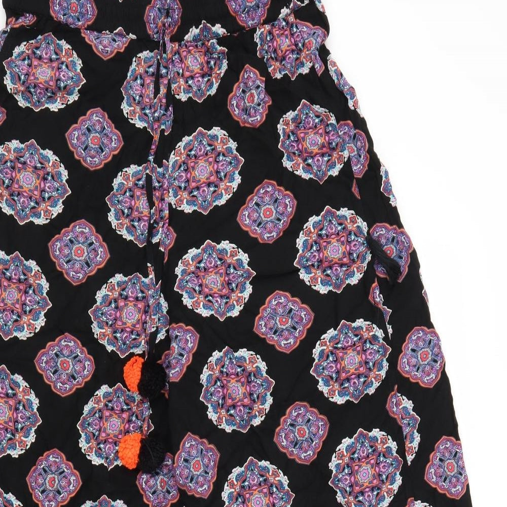 Paprika Womens Black Geometric Viscose Trousers Size L L25 in Regular Tie