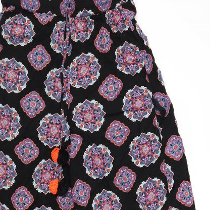 Paprika Womens Black Geometric Viscose Trousers Size L L25 in Regular Tie