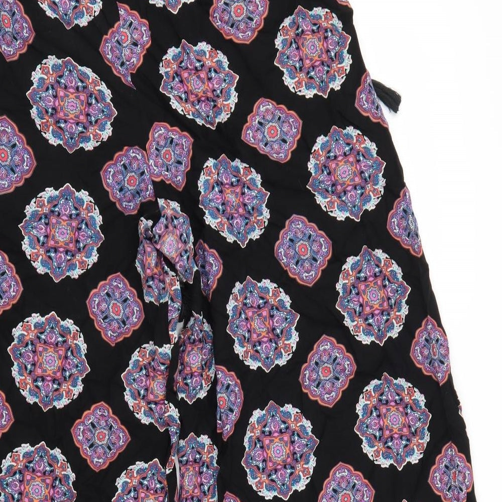 Paprika Womens Black Geometric Viscose Trousers Size L L25 in Regular Tie