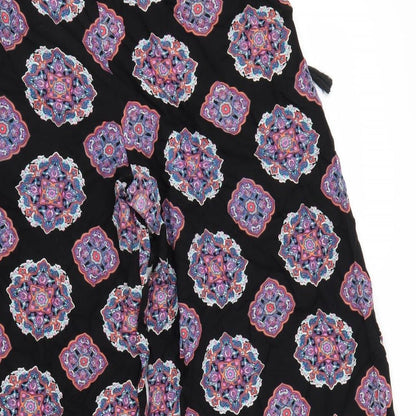 Paprika Womens Black Geometric Viscose Trousers Size L L25 in Regular Tie