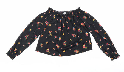 Womens UK Size XS Divided Black Cropped Blouse