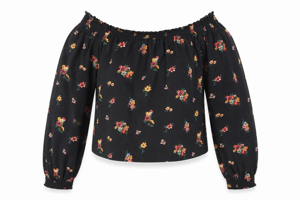 Womens UK Size XS Divided Black Cropped Blouse
