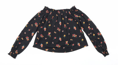 Womens UK Size XS Divided Black Cropped Blouse