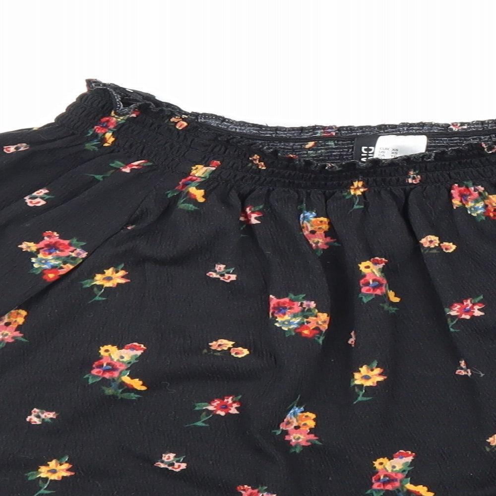 Womens UK Size XS Divided Black Cropped Blouse
