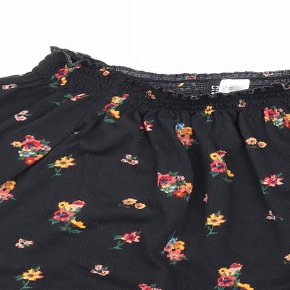 Womens UK Size XS Divided Black Cropped Blouse