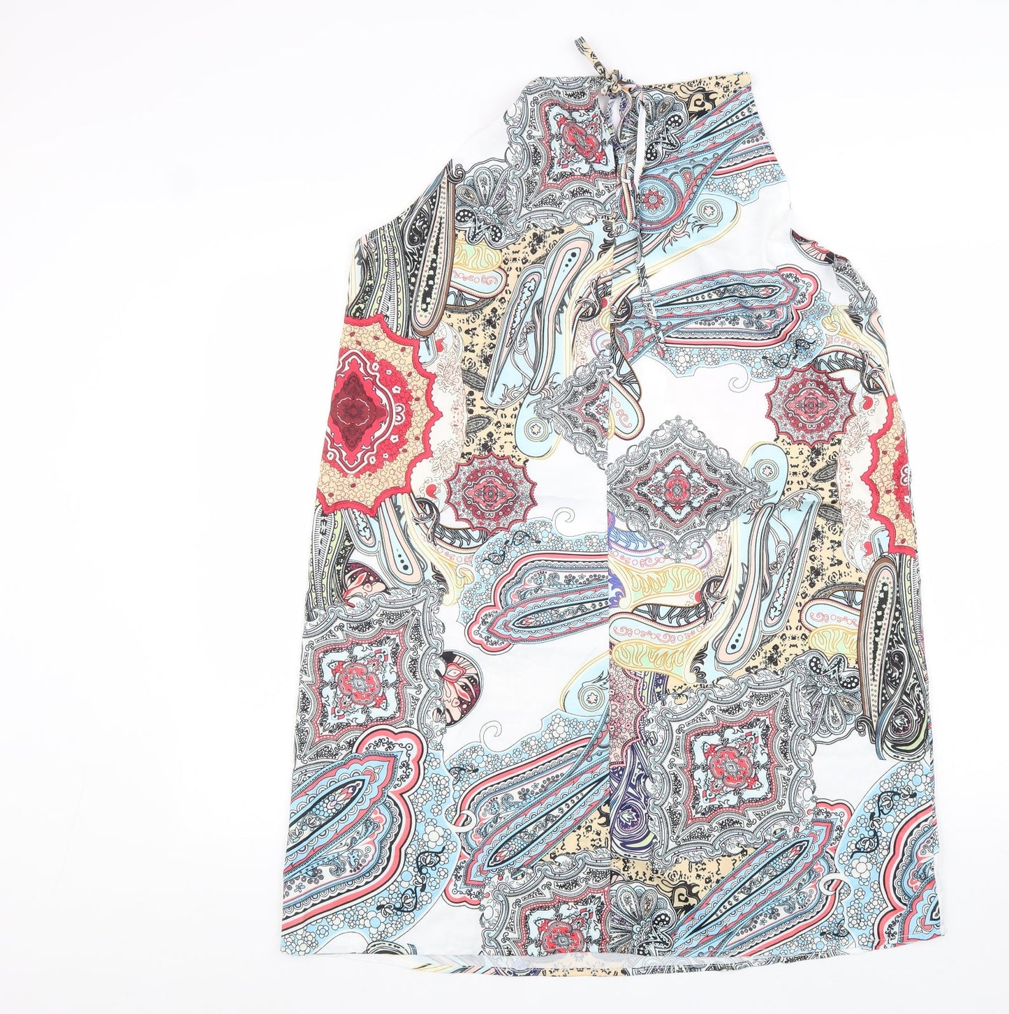 SheIn Womens Multicoloured Plaid Polyester A-Line Size M Round Neck Tie