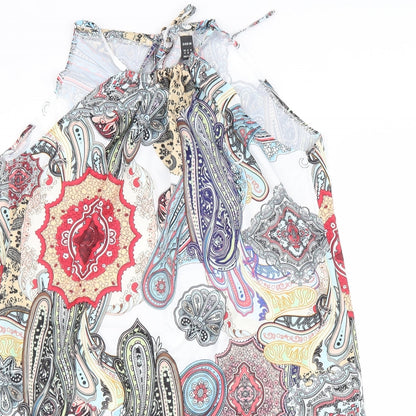 SheIn Womens Multicoloured Plaid Polyester A-Line Size M Round Neck Tie