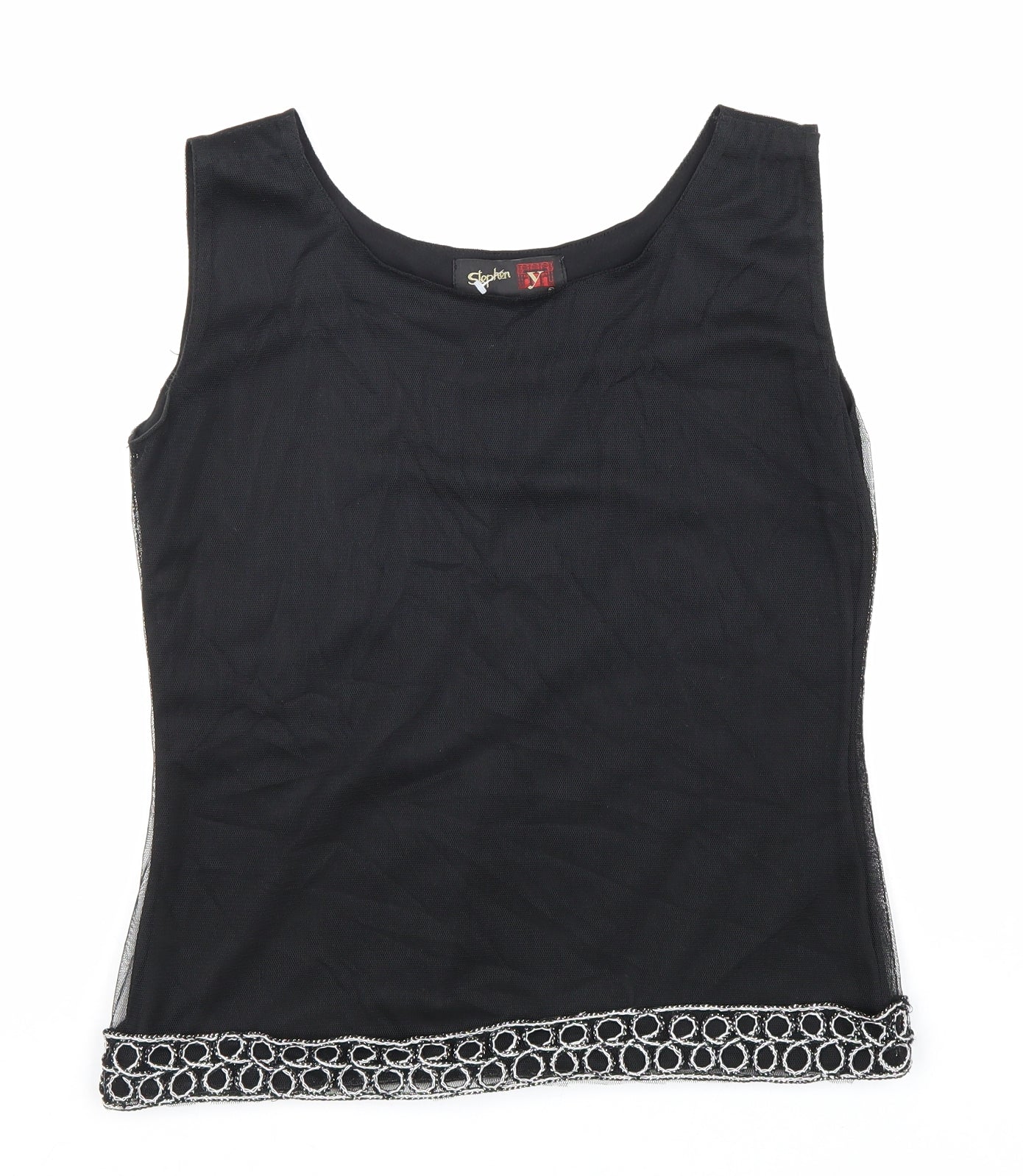 Stephen Y Womens Black Polyester Basic Tank Size S Scoop Neck