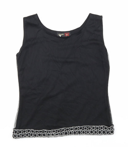 Stephen Y Womens Black Polyester Basic Tank Size S Scoop Neck