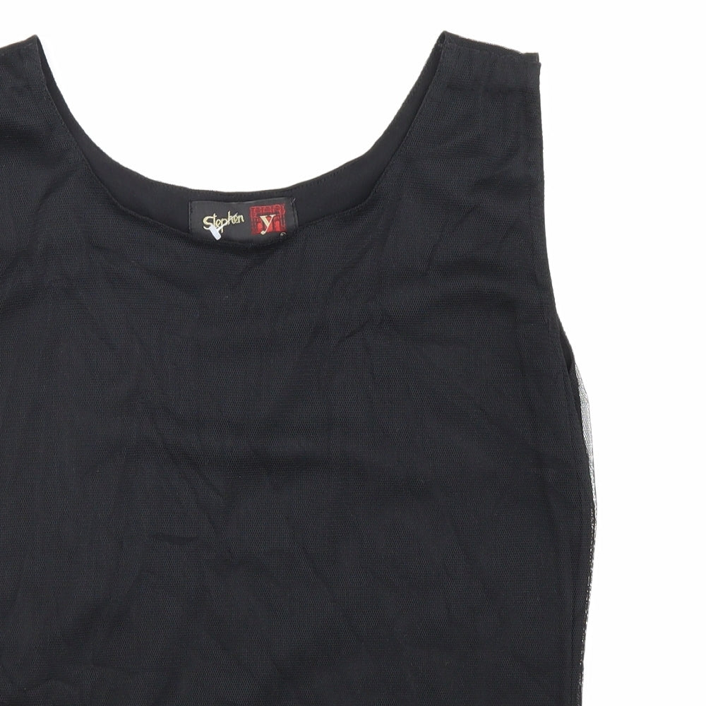 Stephen Y Womens Black Polyester Basic Tank Size S Scoop Neck