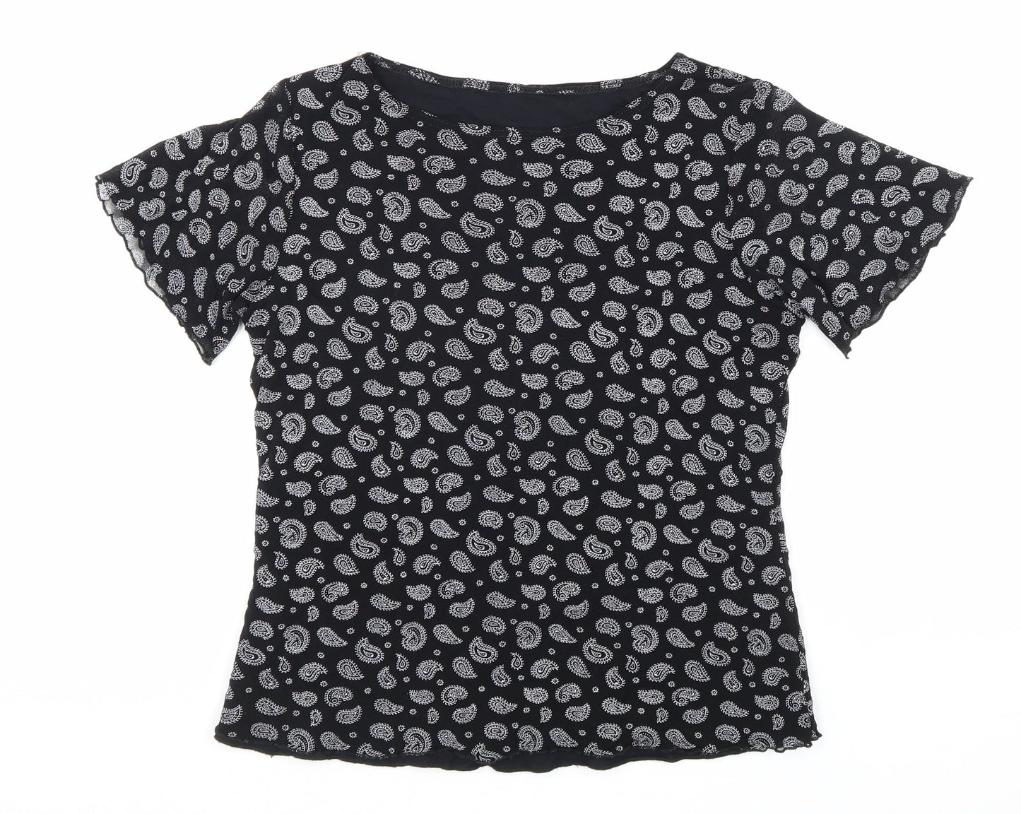 Womens UK Size M Preworn Black Basic T-Shirt