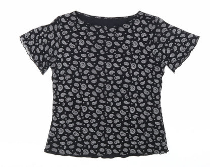Womens UK Size M Preworn Black Basic T-Shirt