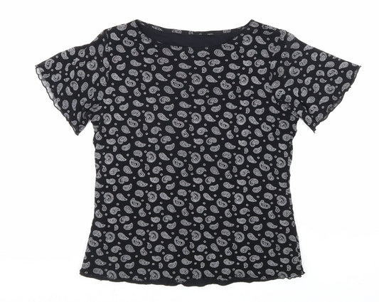 Womens UK Size M Preworn Black Basic T-Shirt