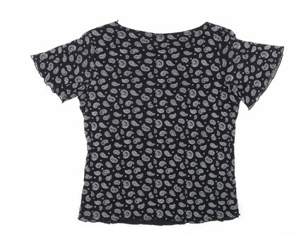 Womens UK Size M Preworn Black Basic T-Shirt