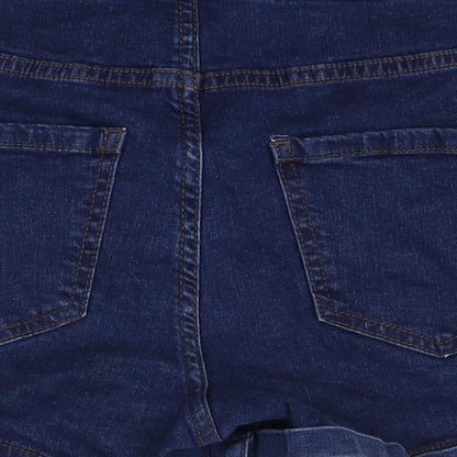 New Look Womens Blue Cotton Sailor Shorts Size 6 Regular Zip