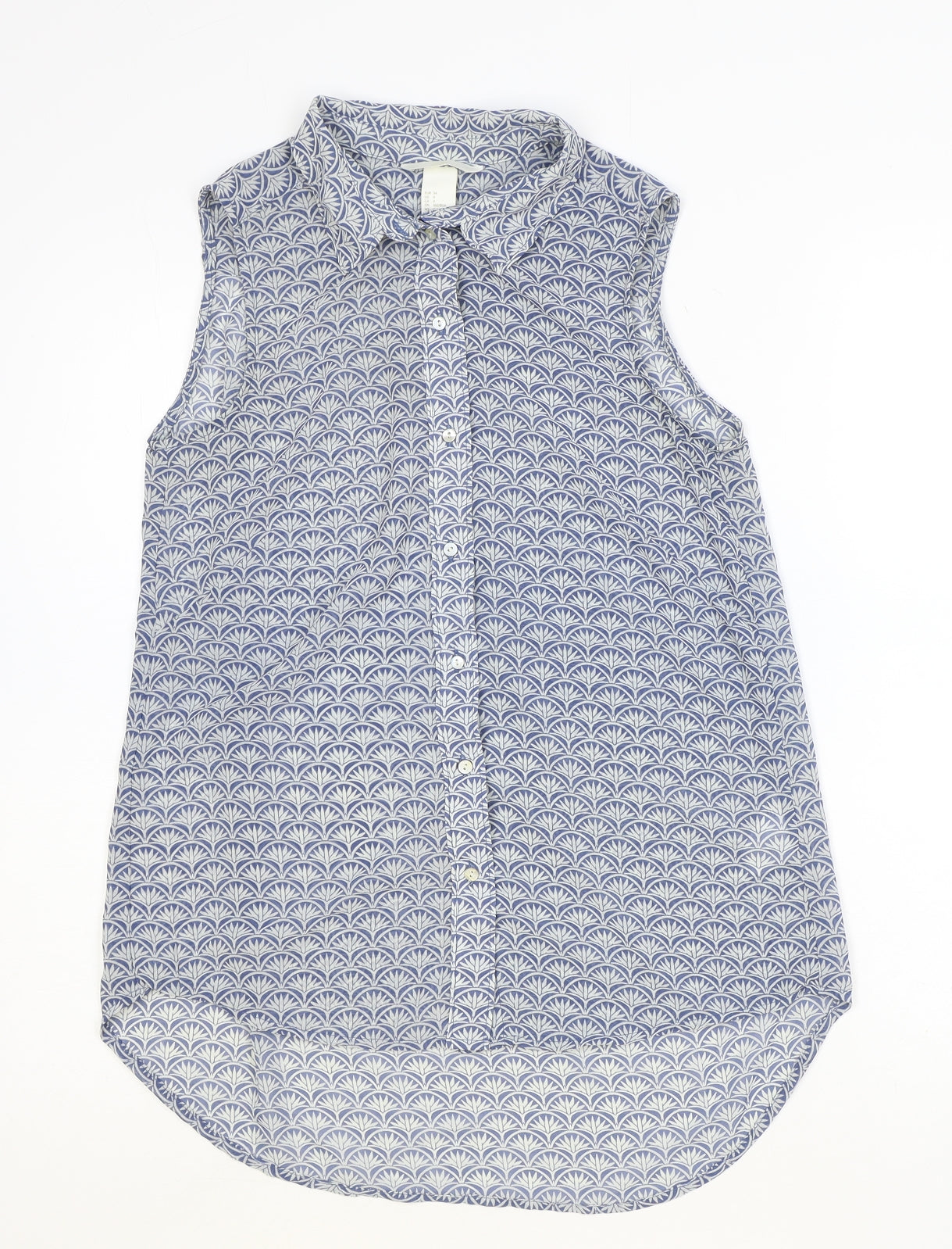 Womens UK Size 8 H&M Blue Basic Button-Up