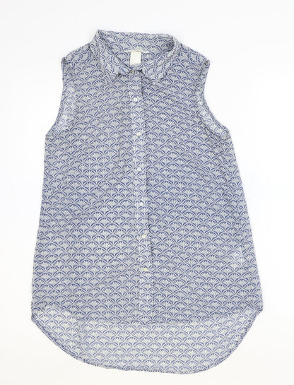 Womens UK Size 8 H&M Blue Basic Button-Up