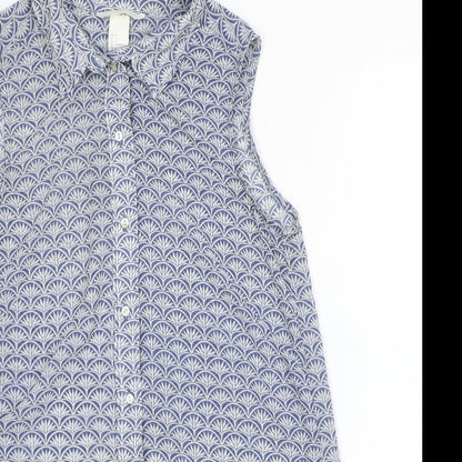 Womens UK Size 8 H&M Blue Basic Button-Up