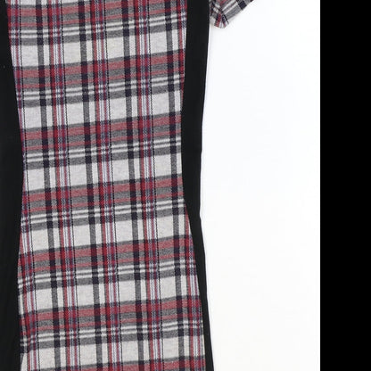 Topshop Womens Multicoloured Plaid Polyester A-Line Size 10 Round Neck Pullover