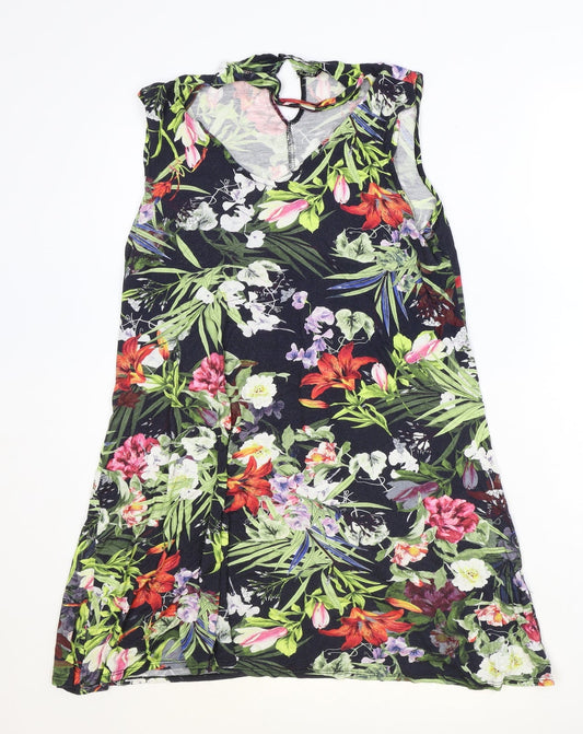 George Womens Multicoloured Floral Viscose Trapeze & Swing Size 8 V-Neck Button