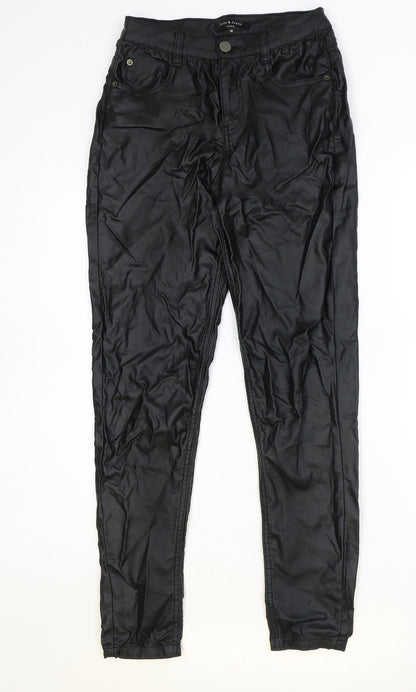 Love Jeans Womens Black Viscose Trousers Size 10 Regular Zip