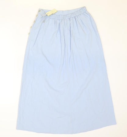Simply Classic Womens Blue Polyester Peasant Skirt Size 12 Button