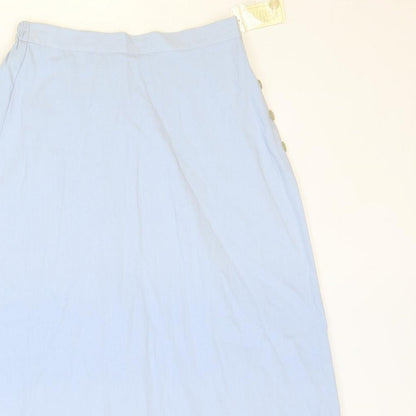 Simply Classic Womens Blue Polyester Peasant Skirt Size 12 Button