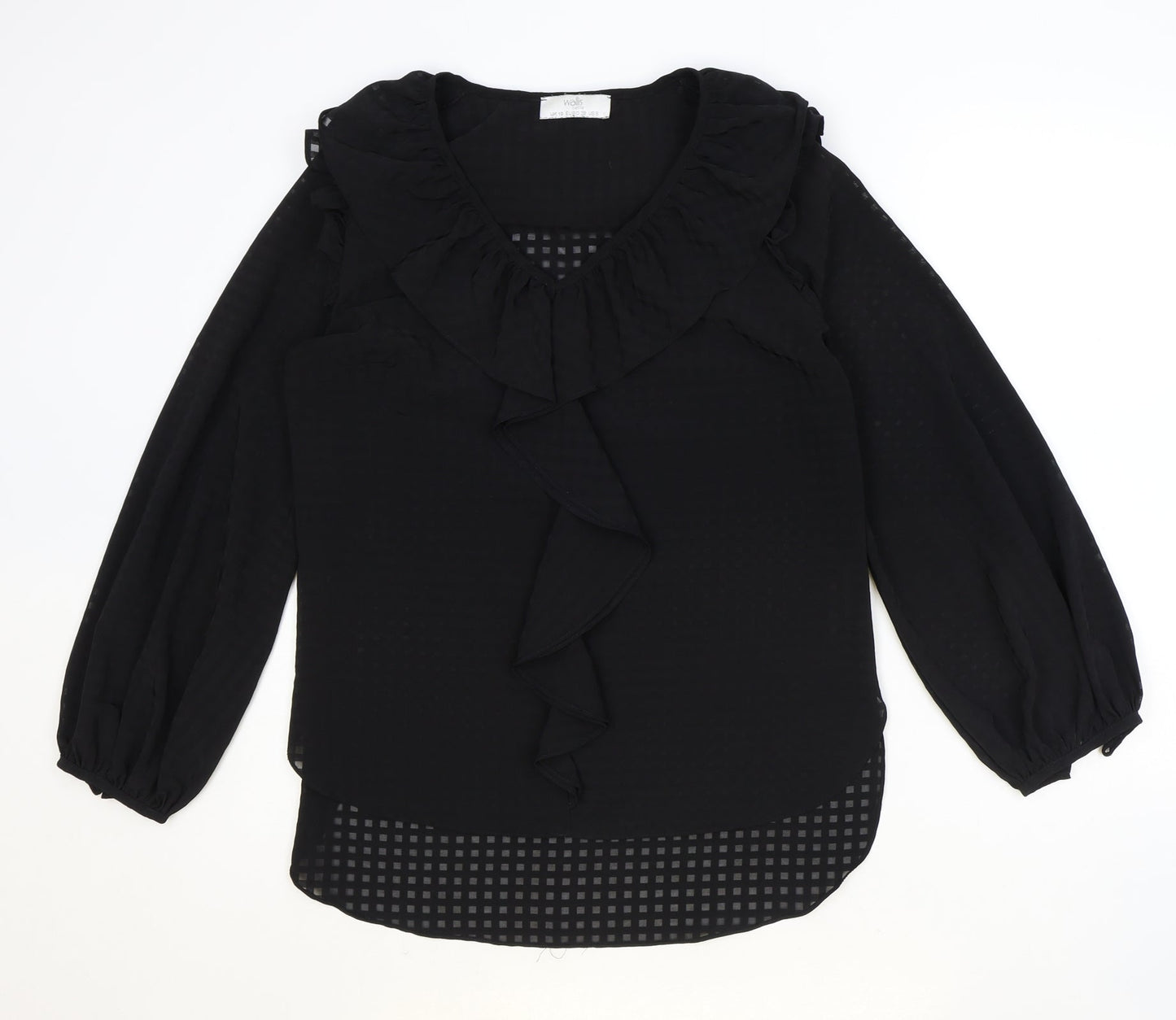Wallis Womens Black Check Polyester Tunic Blouse Size 10 V-Neck