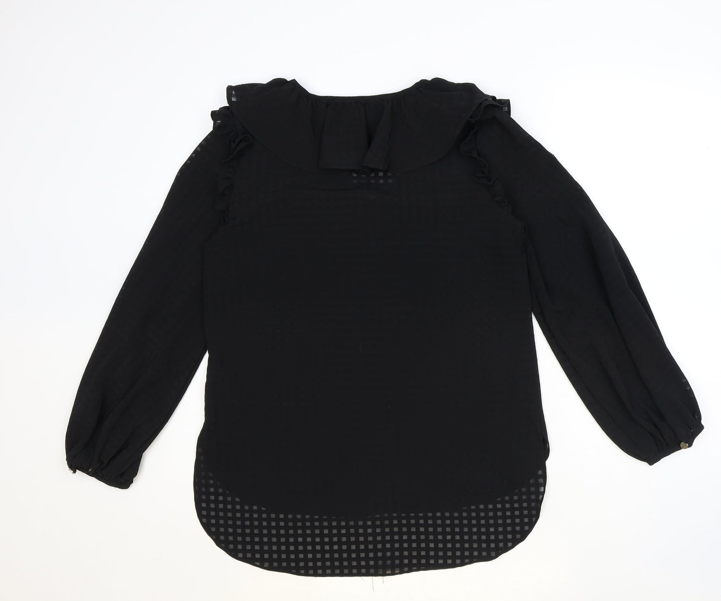Wallis Womens Black Check Polyester Tunic Blouse Size 10 V-Neck