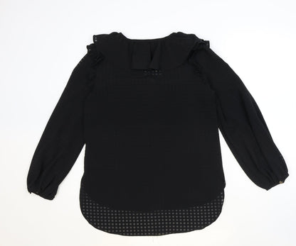 Wallis Womens Black Check Polyester Tunic Blouse Size 10 V-Neck